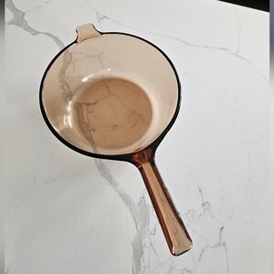 Pyrex Vision Corning Ware 2.5 L Amber Brown Sauce Pan Pot Near Mint USA EUC